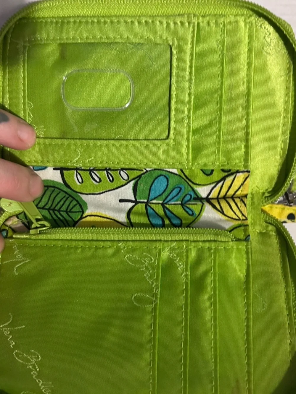 Vera Bradley Blue, Green & Black Floral Quilted Phone Wristlet - Picture 3 of 3